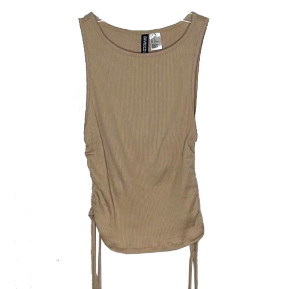 H&M DIVIDED ribbed Tank Top ruched detail Size S